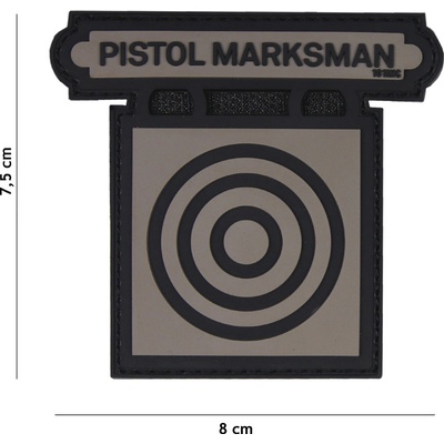 Gumová nášivka 101 Inc Pistol Marksman - sivá