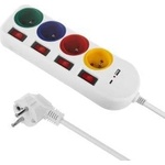Maclean power strip, extension cable 4 sockets + USB A/C, with switches, 250VAC/10A, 1.5m, white, MCE508 W