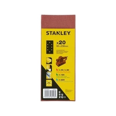 Stanley brusné papíry, děrované, 5x P40, 5x P80, 5x P120, 5x P220