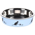 Duvoplus Flamingo Feeding and drinking bowl Dena Round Light blue Silver - иноксова купа за вода или храна - СВЕТЛО СИНЯ, размер Ø11, 5 см / 180 мл, Белгия - 1030963
