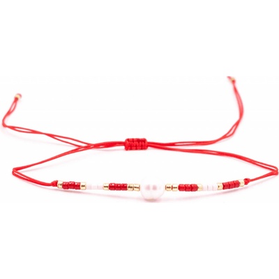 Milujeme Kameny Perla bílá červený náramek se shamballa zapínáním PBS4