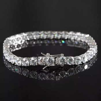 Silenti Jewelry Сребърна гривна "Лукс" - Голяма - 5мм камък