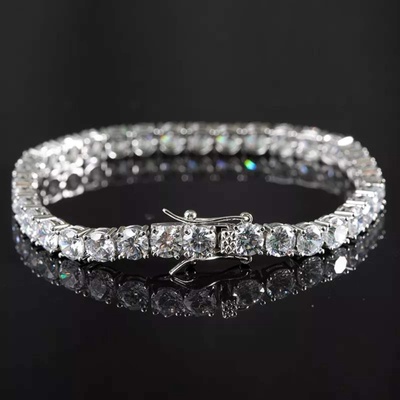 Silenti Jewelry Сребърна гривна "Лукс" - Голяма - 5мм камък