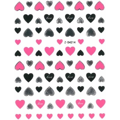 Tenké nálepky na nechty srdiečka Pink love Z D4214