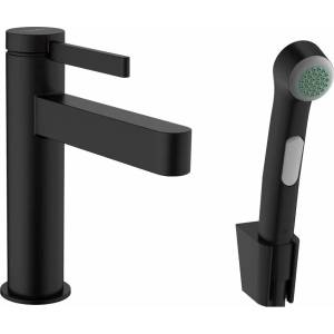 Hansgrohe Смесител за мивка Hansgrohe Finoris 110 с хигиеничен душ, матово черен (76210670)