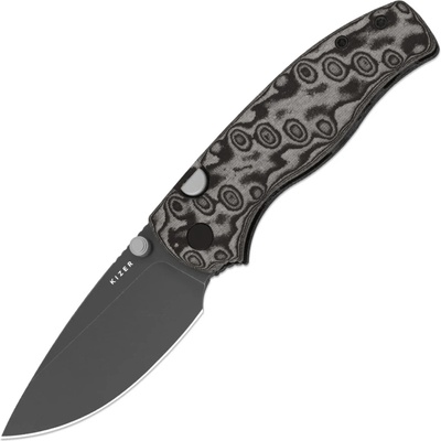 Kizer Glaux 14C28N,Gray PVD Coating Stonewashed, Vortex micarta