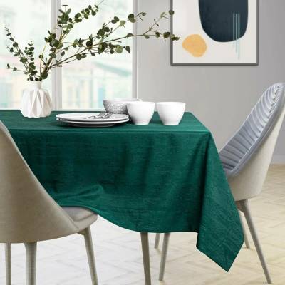 AmeliaHome Ubrus VESTA barva lahvově zelená s moderním vytlačeným motivem 30x140cm