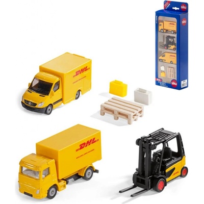 Siku Logistický set 2 vozidla DHL s vysokozdvižným vozíkem a doplňky kov