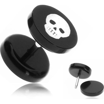 Šperky eshop akrylový fake plug do ucha lebka kostlivce PC28.30