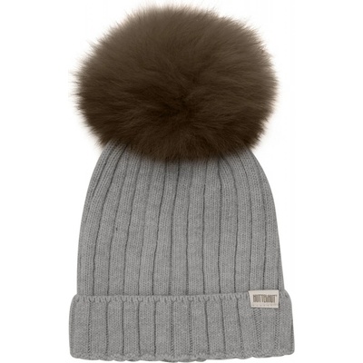HUTTELiHUT Čepice s bambulí z alpačí srsti Šedý melír