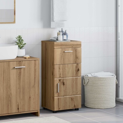 vidaXL Комплект шкафове за баня с чекмедже TULUM Дъб 37 x 31, 5 x 82 см (880350)