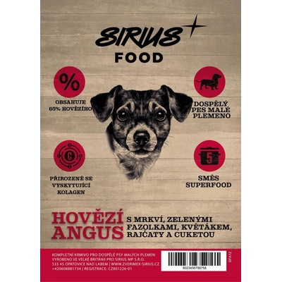 Sirius Food Superfood 65 Adult mini hovězí angus s mrkví 2 kg