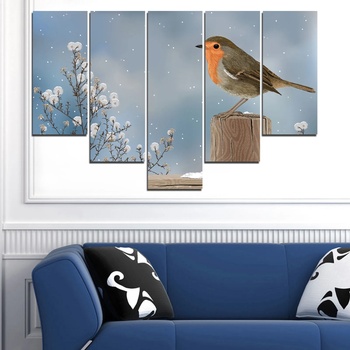 Vivid Home Картини пана Vivid Home от 5 части, Птици, Канава, 110x65 см, 6-та Форма №0410
