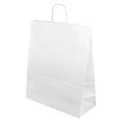 Papírová taška 320x120x410 mm cena za: 200 ks v kartonu, Barva: Bílá rýhovaná