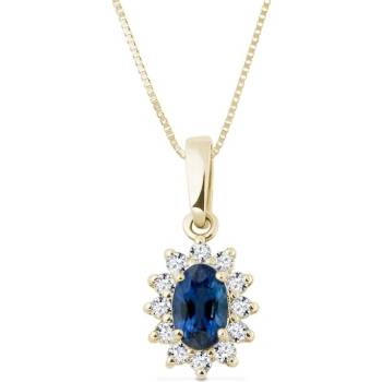 Klenota Zafírový náhrdelník s diamantmi k0245043