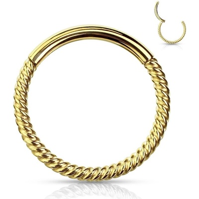 Šperky4U piercing segment kruh vroubkovaný K1042GD-1010