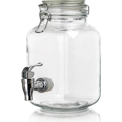 Láhev 2200ml skleněná s kohoutkem, víčko s pákovým uzávěrem