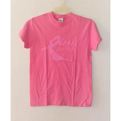 Gildan TRIČKO S POTISKEM PINK FOR LIFE růžové