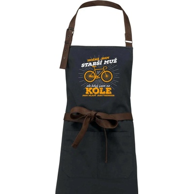 Dřevěné uhlí Starší muž cyklista silniční kolo Zástěra Vintage