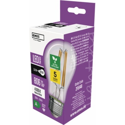 Emos LED žárovka A60/E27/3,8W/60W/806lm/neutrální bílá LED žárovka A60/E27/3,8W/60W/806lm/neutrální bílá