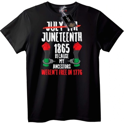 NOONEBRAND Тениска Juneteenth 1865 - Предците не бяха свободни - M, Black