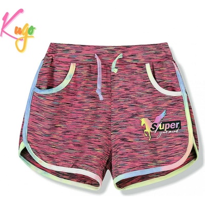 Kugo dívčí šortky UNICORN JEDNOROŽEC žíhané růžové