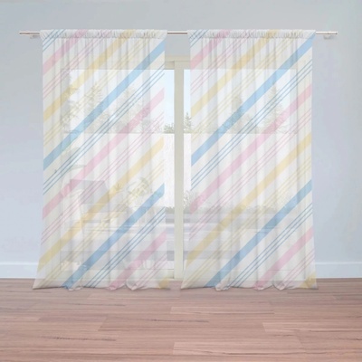 Záclony Tříbarevné pruhy: 2 ks - 150x250 cm - Sablio