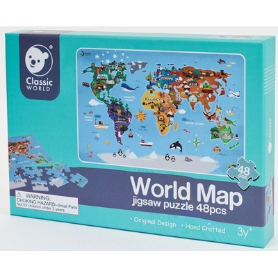 Teddies Mapa Světa 38x57cm 48 dielov v krabici 30x21x4cm