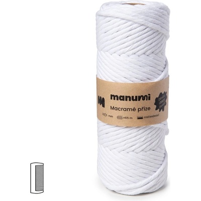 Manumi Macramé příze stáčená 5mm bílá - 1 ks
