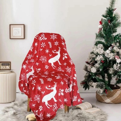 TiaHome Vánoční deka Sobík červený 200x230