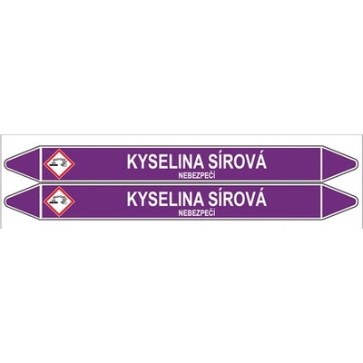 Značení potrubí, kyselina sírová,2 ks, 450 × 52 mm PZ 007082