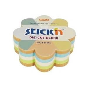 STICK'N Stickn SELF-ADHESIVE NOTEBOOK FLOWER STICKN 67X67 MM MIX 4 COLORS UNBLEACHED + RECYCLING 250 CARDS