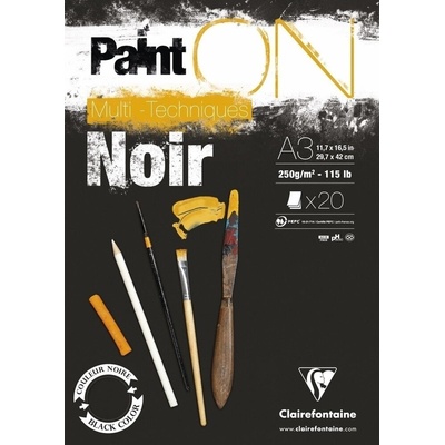 Clairefontaine Paint'On Black Pad Скицник 20 A3 250 g (975170C)