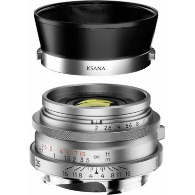 Thypoch Ksana 35 mm f/2 ASPH with Lens Hood M-Mount Silver