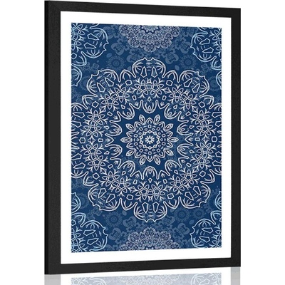 Plakát s paspartou modrá Mandala s abstraktním vzorem - 40x60 black