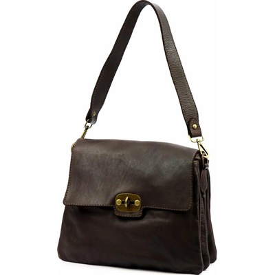 Dámska kožená crossbody kabelka tmavohnedá na rameno VS 043