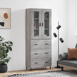 vidaXL Висок шкаф, сив сонома, 69, 5x34x180 см, инженерно дърво (3198423)