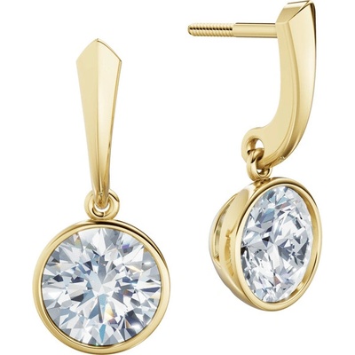 DF dámske náušnice 6414, žluté zlato s laboratorními diamanty o celkové váze 4.00 ct VS1/F