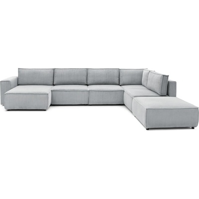 Bobochic Светлосив ъглов U-образен диван от велур, десен ъгъл Nihad modular - Bobochic Paris (101203)