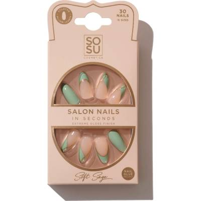 SOSU Cosmetics Salon Nails umělé nehty odstín Soft Sage 30 ks