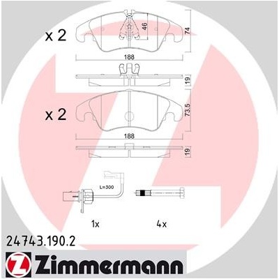 ZIMMERMANN Sada brzdových platničiek kotúčovej brzdy 247431902