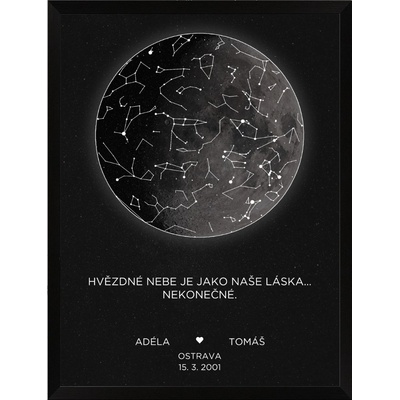 Plakát MĚSÍC s HVĚZDNOU OBLOHOU Rozměr plakátu: A3 (29,7 x 42 cm), Rámeček: Bez rámečku, Počet osob, Text: 2 osoby zobrazený text