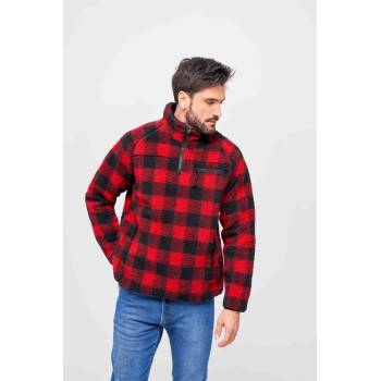 Brandit Мъжко яке от плюшен полар карирано Brandit Teddyfleece TroyerBW-5022-41 - Червен, размер XXL