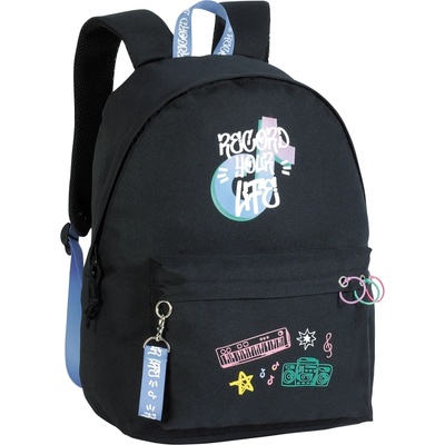 Unkeeper Ученическа раница Unkeeper - Record Your Life, Черна (DKT64812)