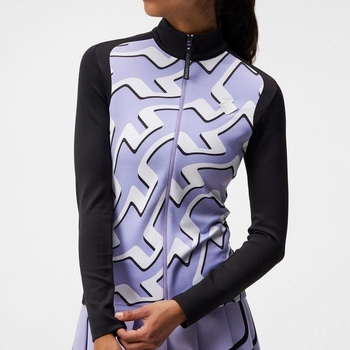 J.Lindeberg Solar Print Full Zip Mid Layer Bridge Wave Sweet Lavender