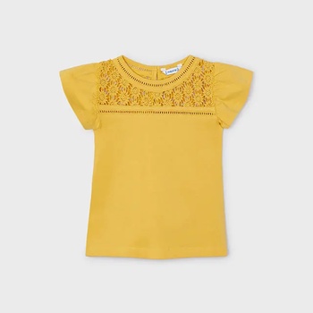 Image 1 of MAYORAL Тениска къс ръкав гипюр в меден цвят за мини момиче Mayoral
