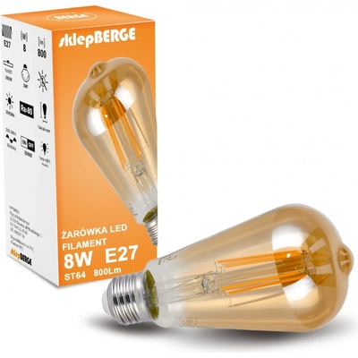 BERGE LED žiarovka E27 8W ST64 teplá biela