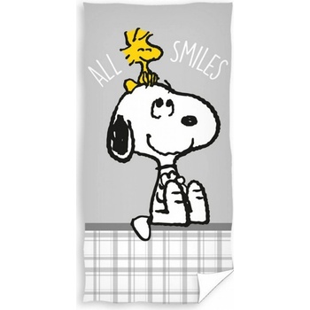 Carbotex Plážová osuška Snoopy a Woodstock motív All smiles 70 x 140 cm