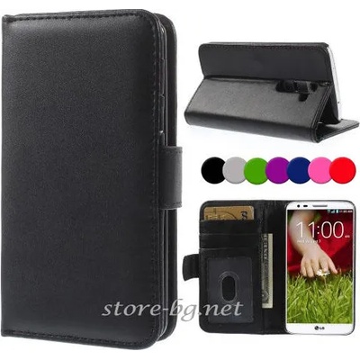 LG G2 D802 Magnetic Wallet Кожен Калъф + Протектор