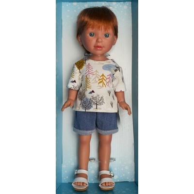 Vestida de Azul Realistická chlapeček Paul v tričku s obrázky přírody Pau 33 cm